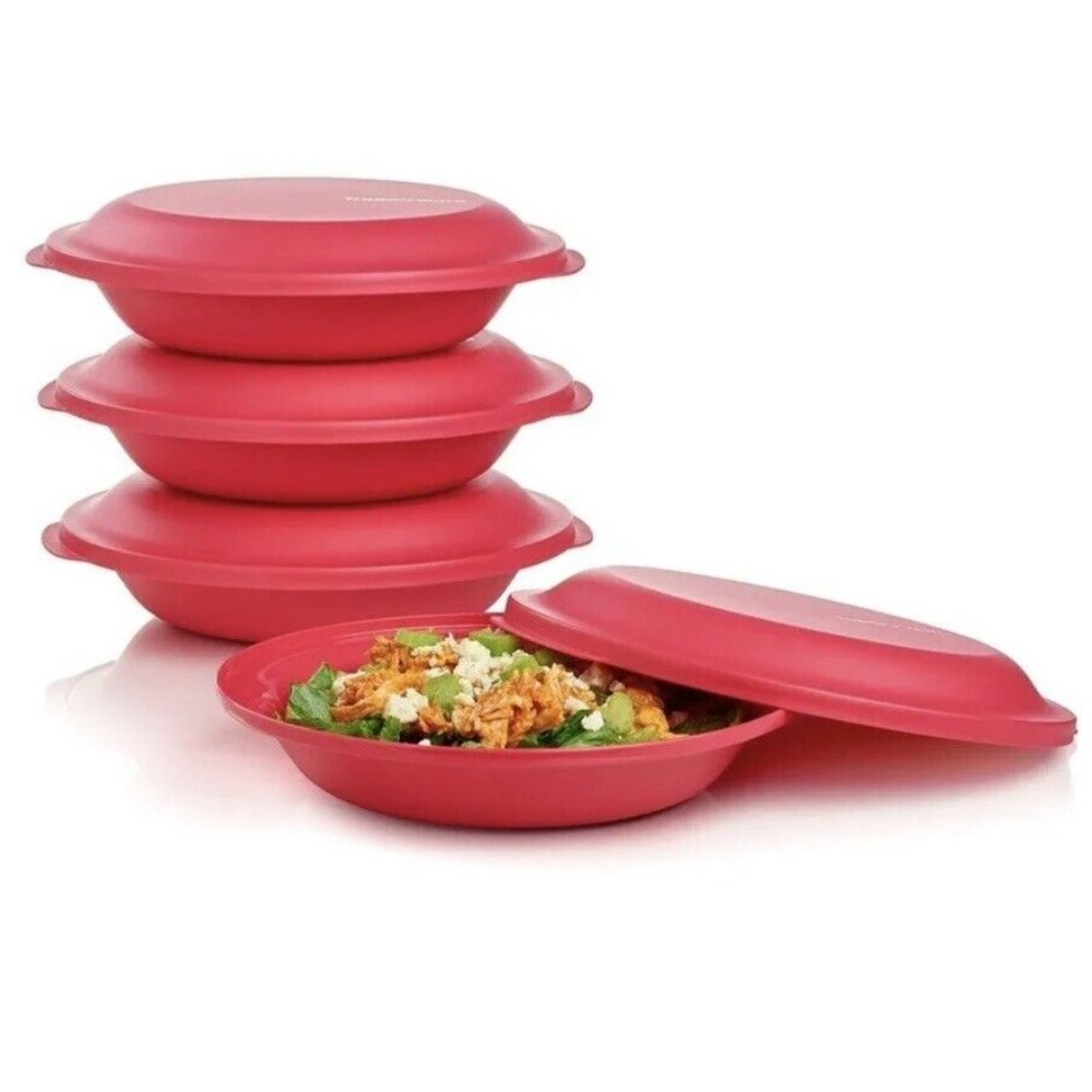 Set of 6 Tupperware Aloha Double Plates Durable Nesting Dishwasher Safe NEW